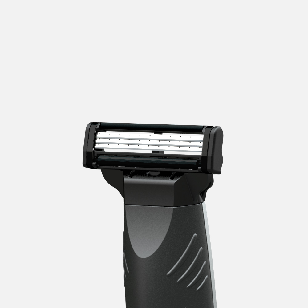 Black razor with multiple blades