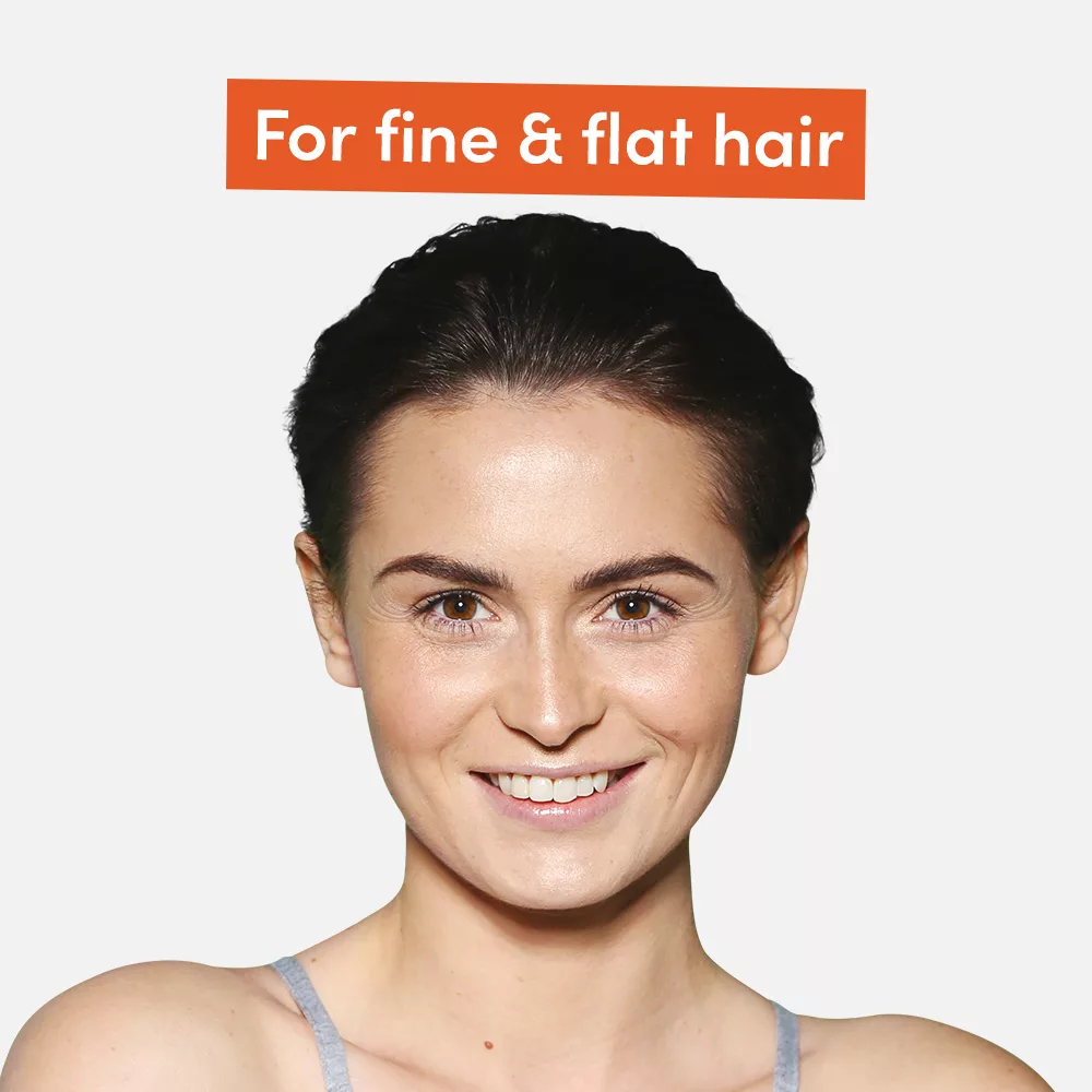 Person with text about fine hair
