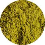 Close-up of green powder texture.