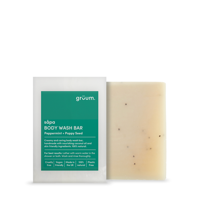 Peppermint poppy seed body wash bar