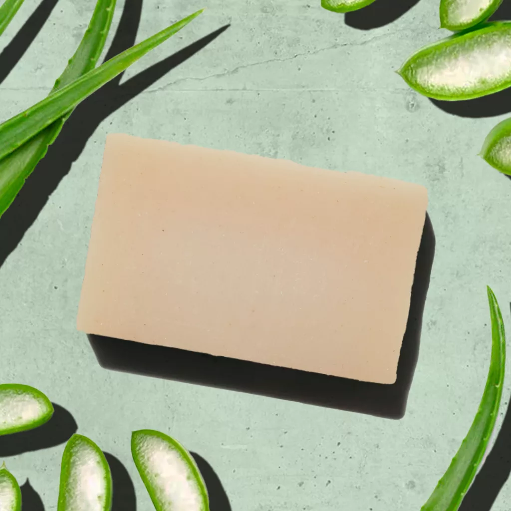 Soap with aloe vera slices