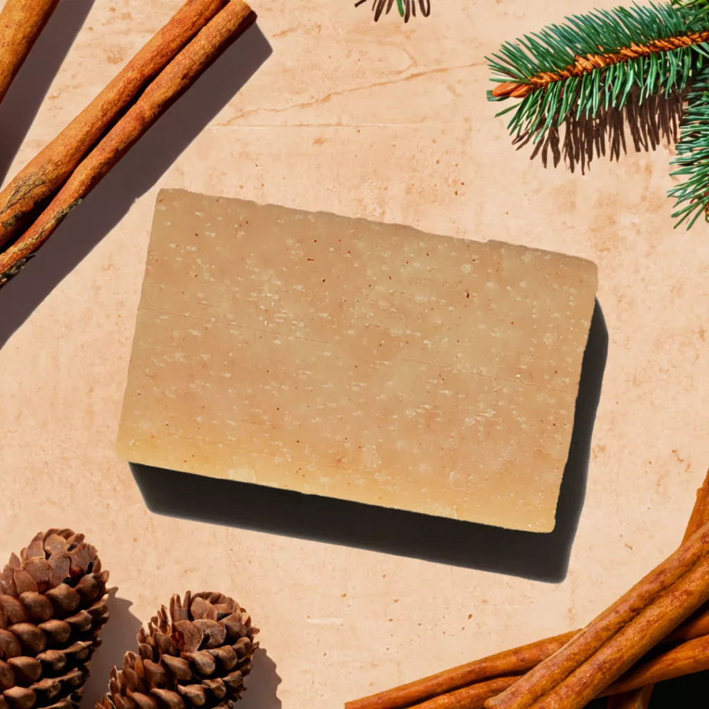 Soap with cinnamon and pine cones.