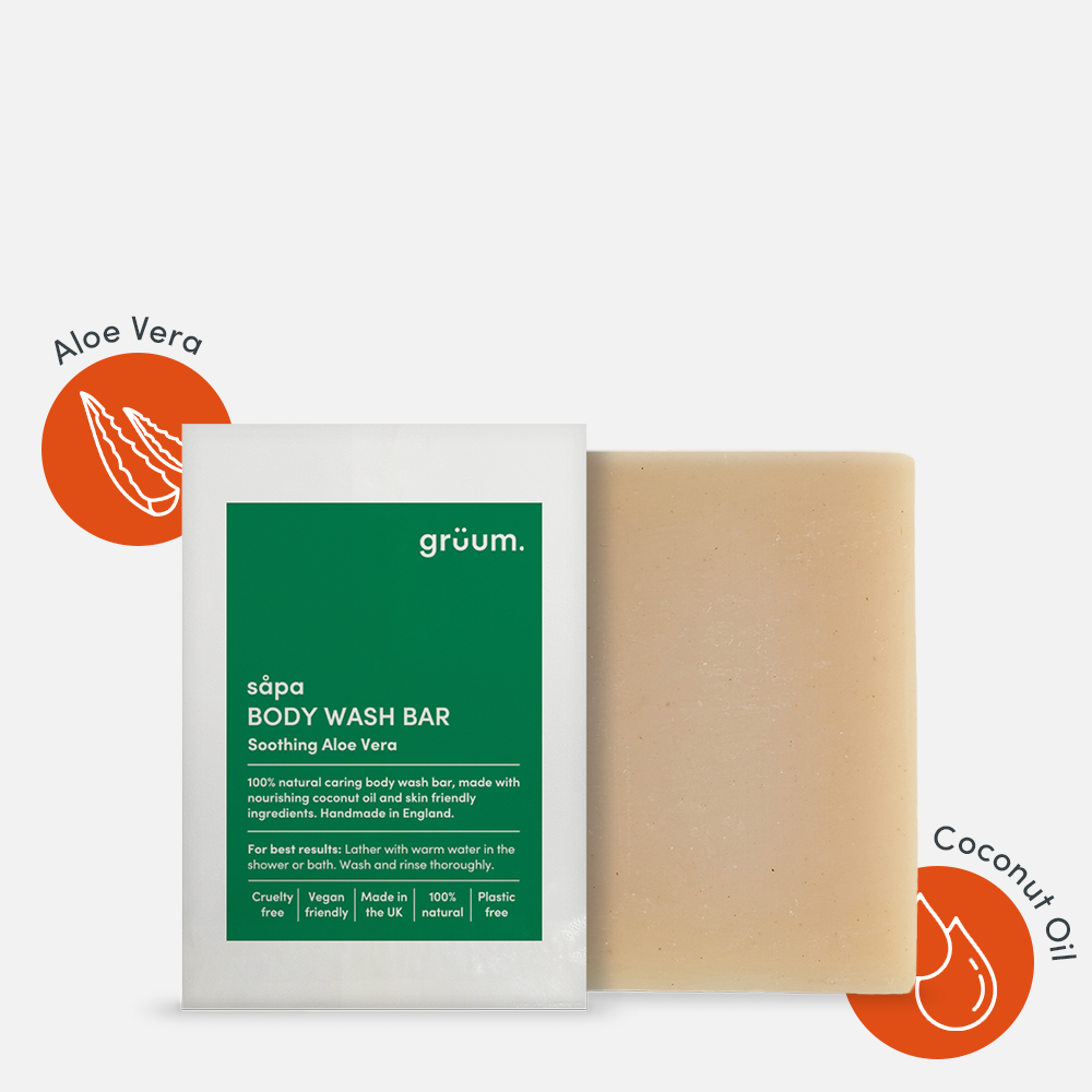 Body wash bar with packaging