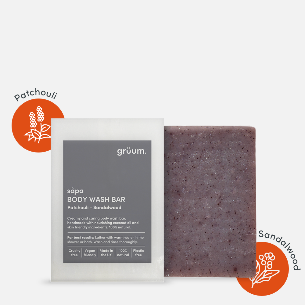 Body wash bar with packaging