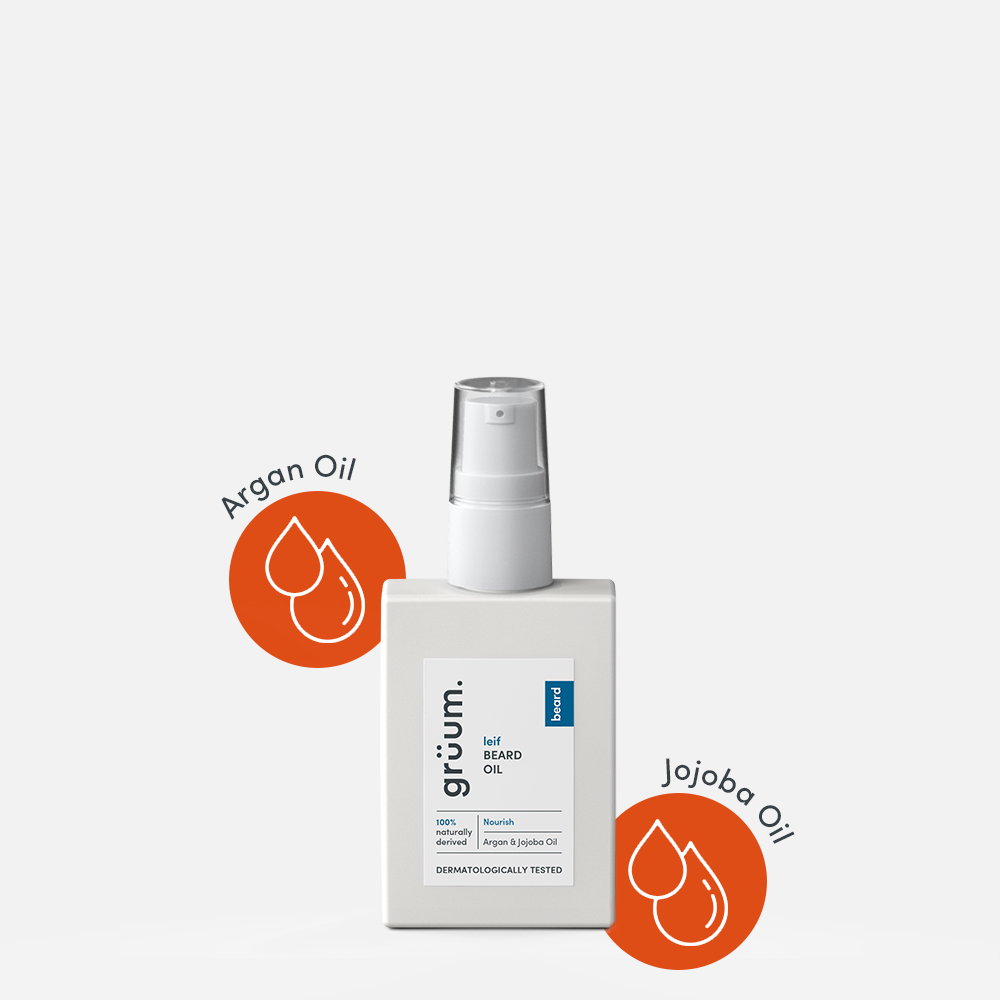 Beard oil with argan and jojoba oils.