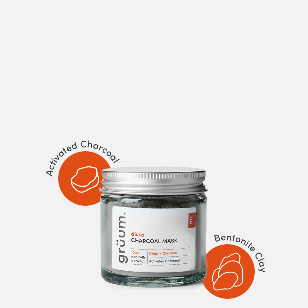 Charcoal mask jar with labels