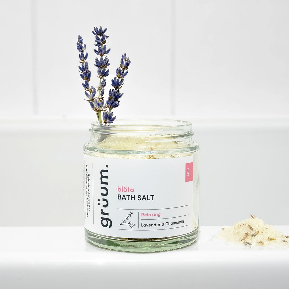 Jar of lavender bath salts