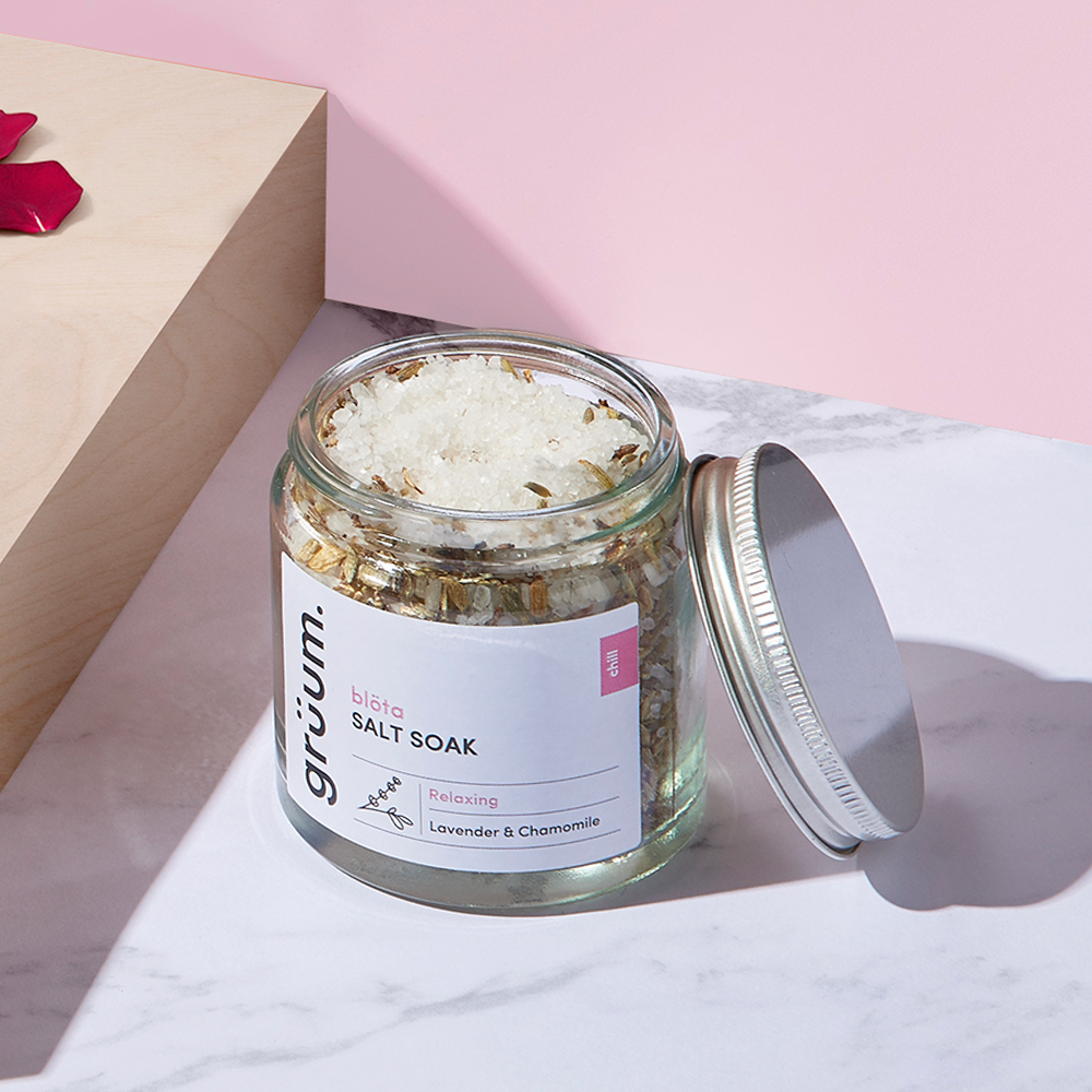 Jar of salt soak open