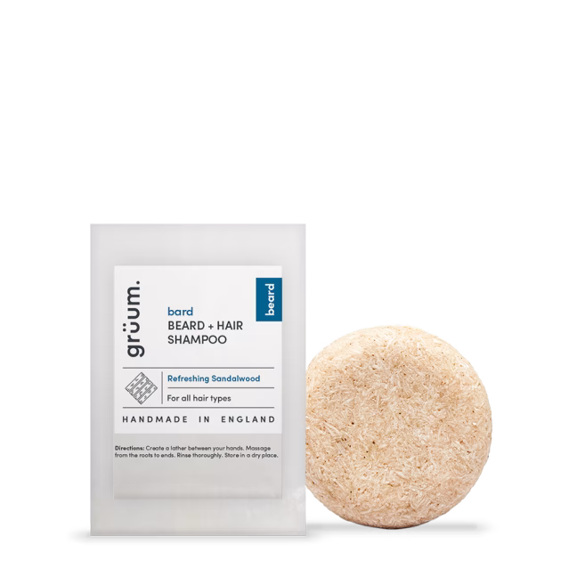 Beard shampoo with sandalwood scent.