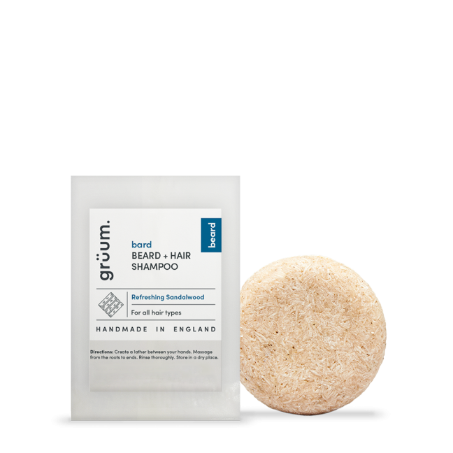 Beard shampoo with sandalwood scent.