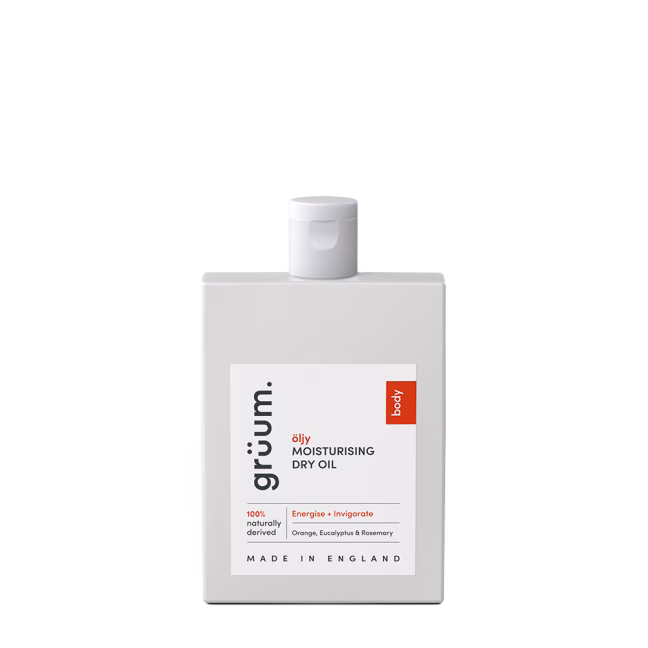 Moisturising dry oil bottle with label.