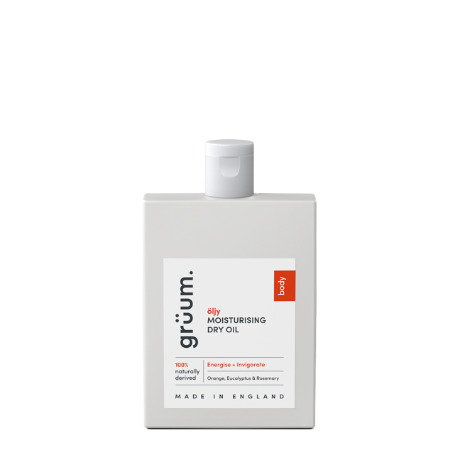 Moisturising dry oil bottle with label.