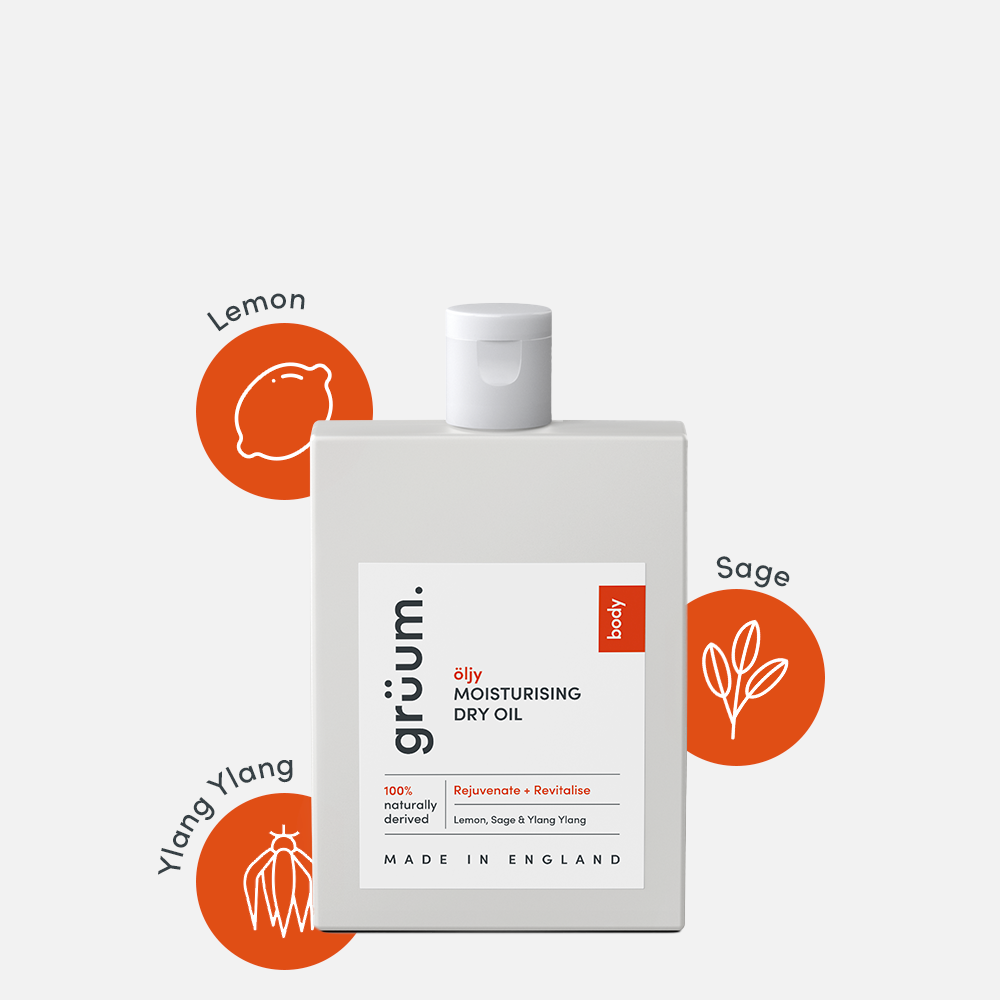 Bottle of moisturising dry oil