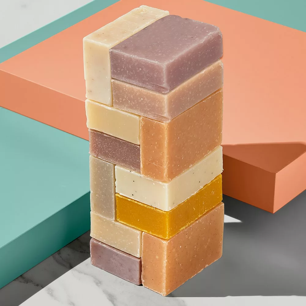 Stack of colorful soap bars