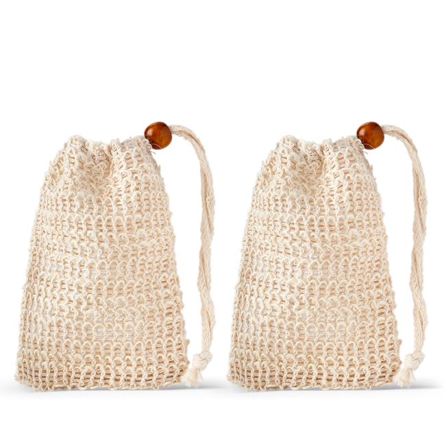 Two crochet bags with drawstrings