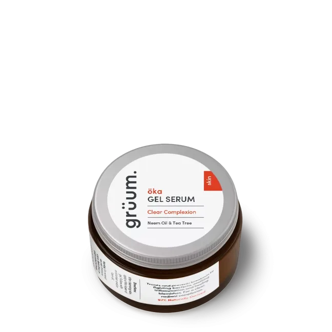 Gel serum jar with silver lid.