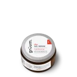 Brown jar with grey lid, labeled gel serum.