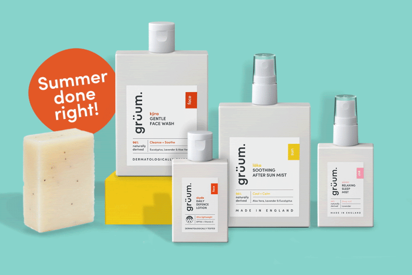 Skincare products with summer theme