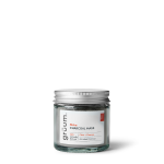 Charcoal mask in glass jar.