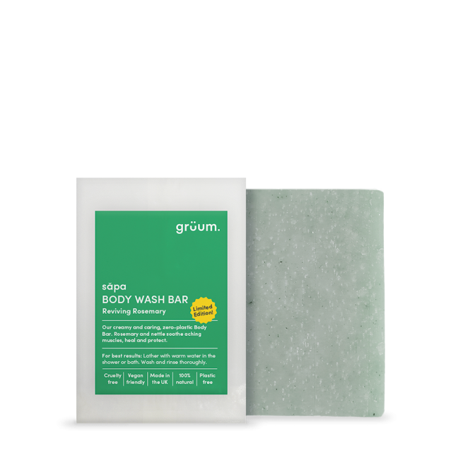 Rosemary body wash bar and packaging.