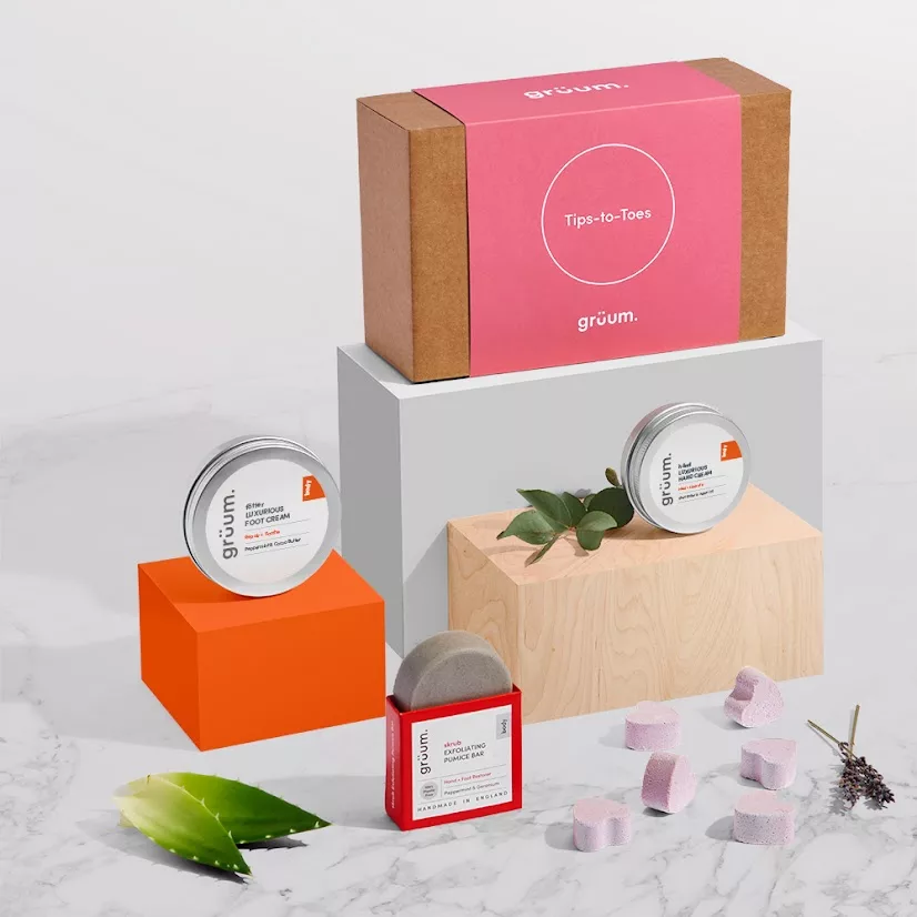 Skincare products on display