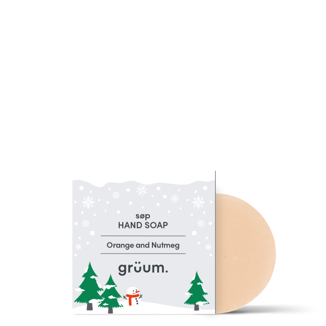 Orange and Nutmeg hand soap packaging