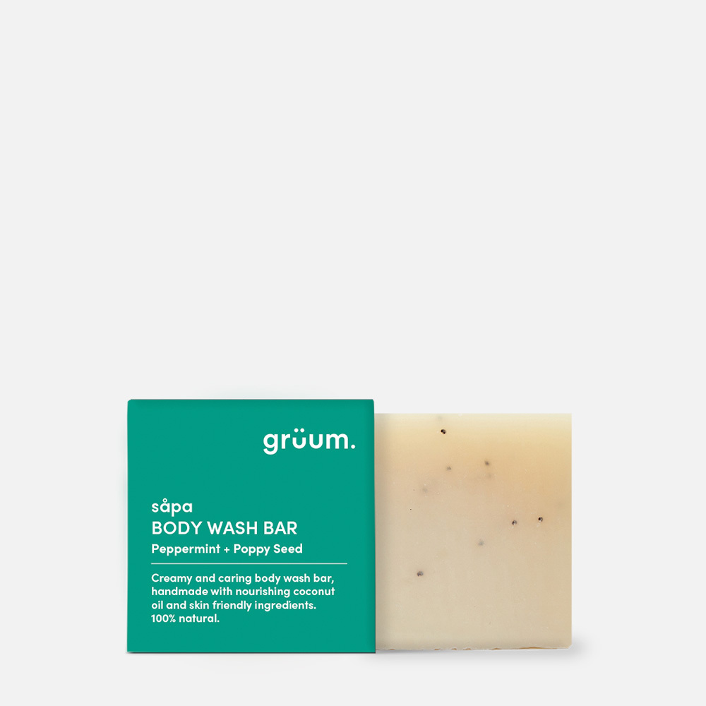 Peppermint poppy seed body wash bar.