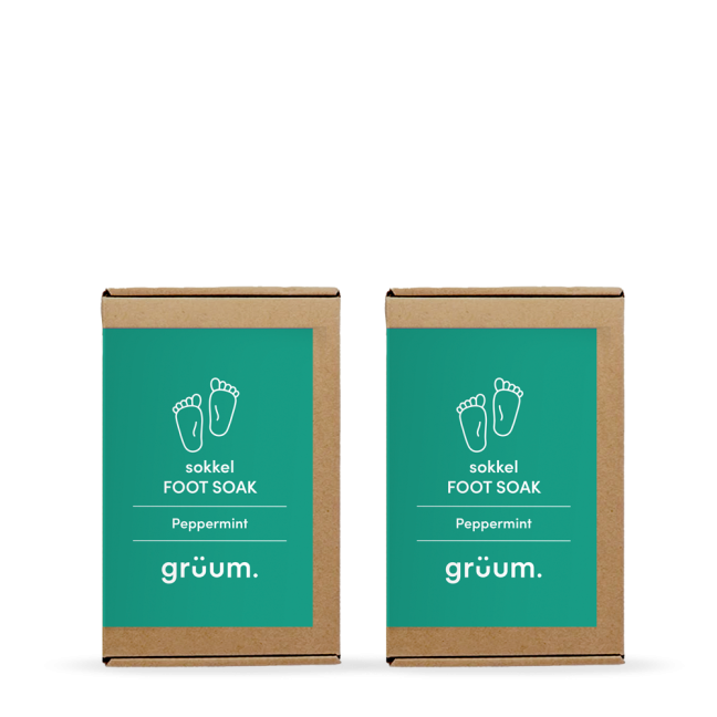 Two peppermint foot soak packages