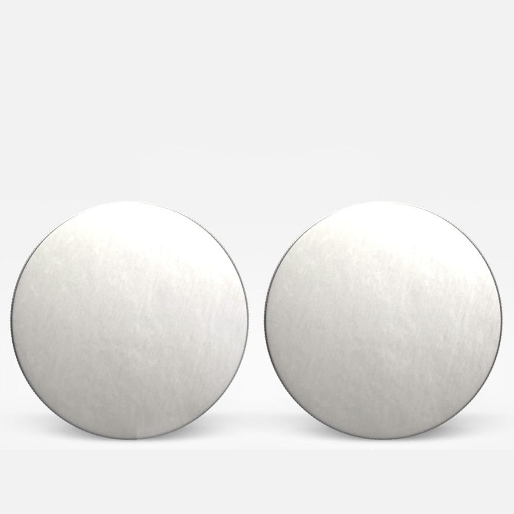 Two silver circular discs