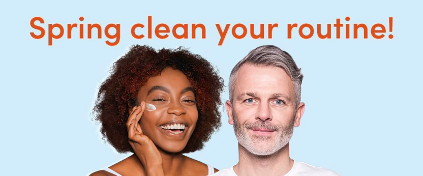 Two people smiling with skincare cream