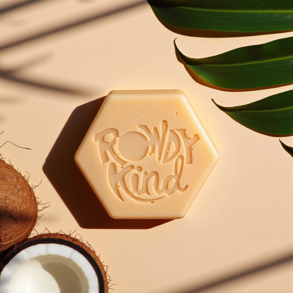 Hexagon soap with coconuts and leaves
