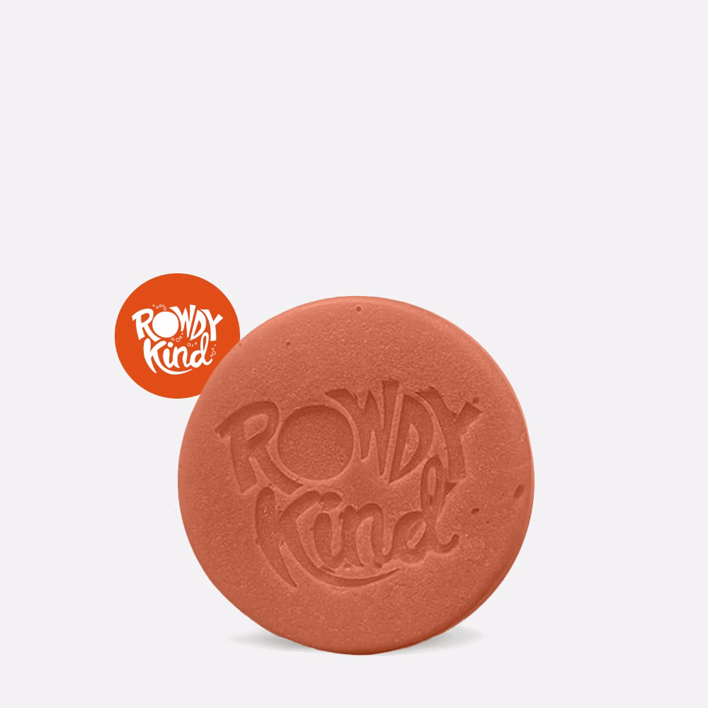 Round red soap with embossed logo