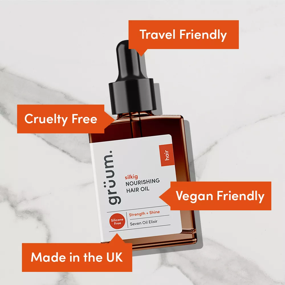 Hair oil bottle with product features