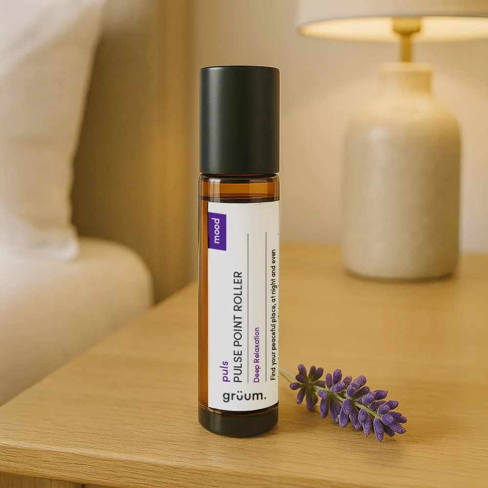 Pulse point roller with lavender.