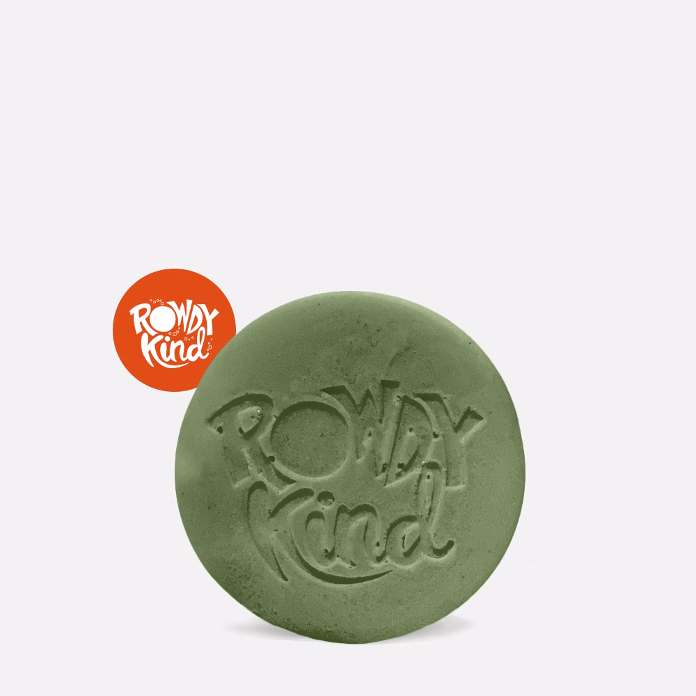 Green soap with Rowdy Kind logo