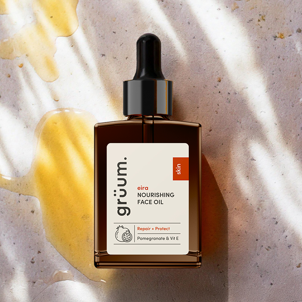 Face oil bottle with dropper.