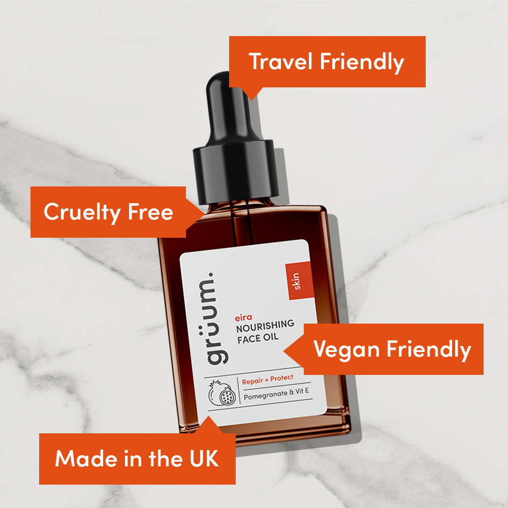 Face oil with highlighted features