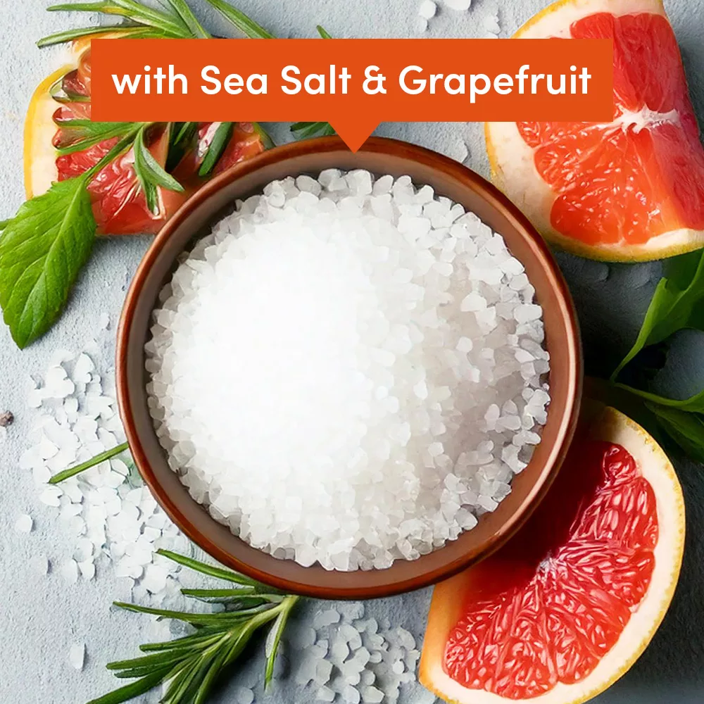 Salt bowl with grapefruit and herbs
