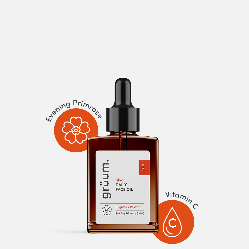 Gruum face oil bottle with dropper.