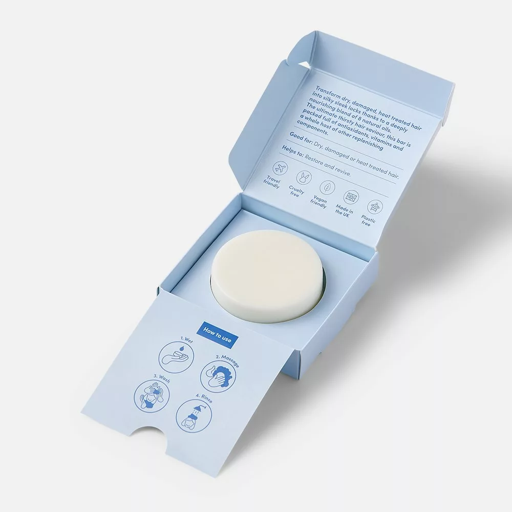 Open box with white bar soap.