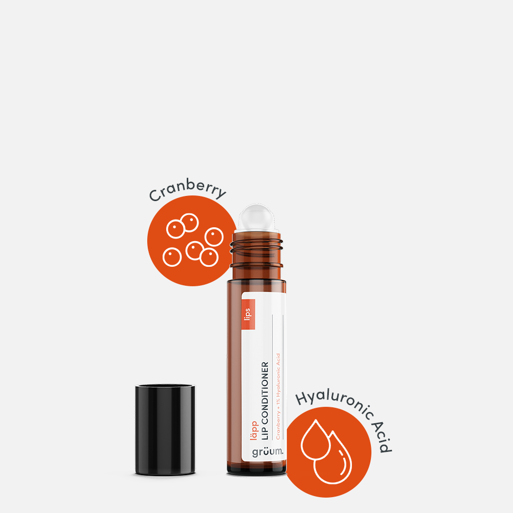 Lip conditioner with cranberry and hyaluronic acid.
