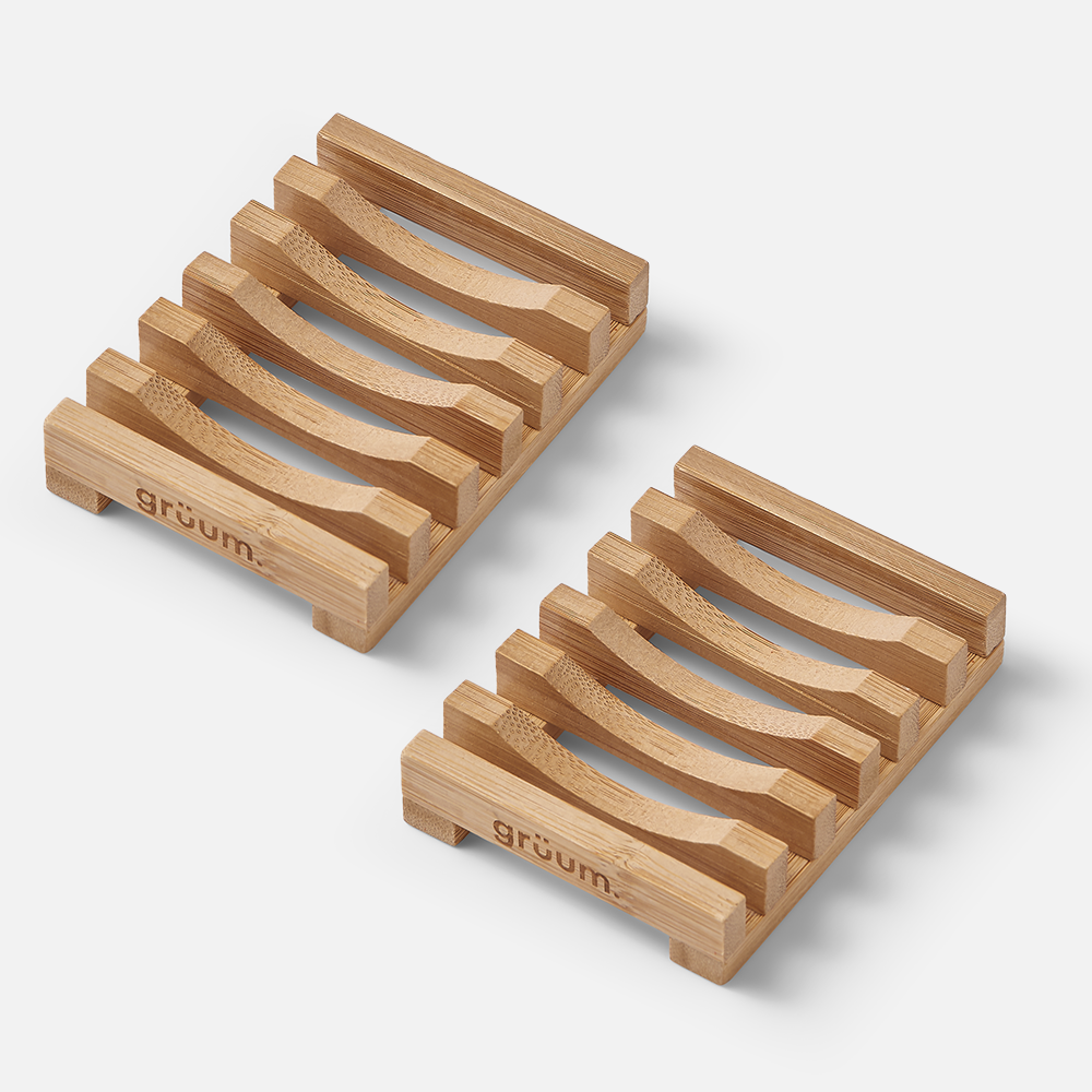 Two wooden soap dishes