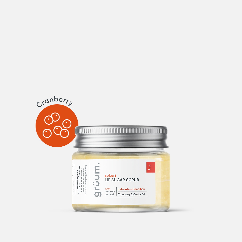 Cranberry lip sugar scrub jar.