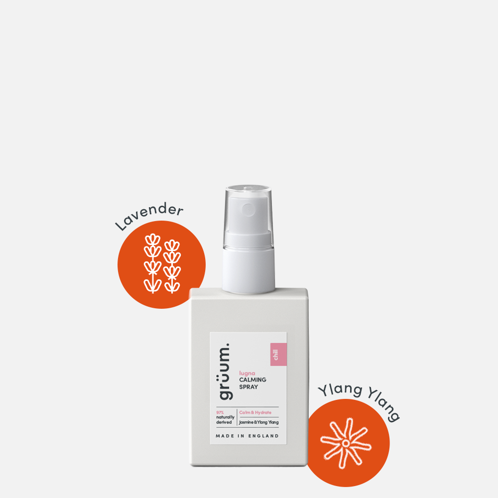 Calming spray with lavender and ylang ylang.