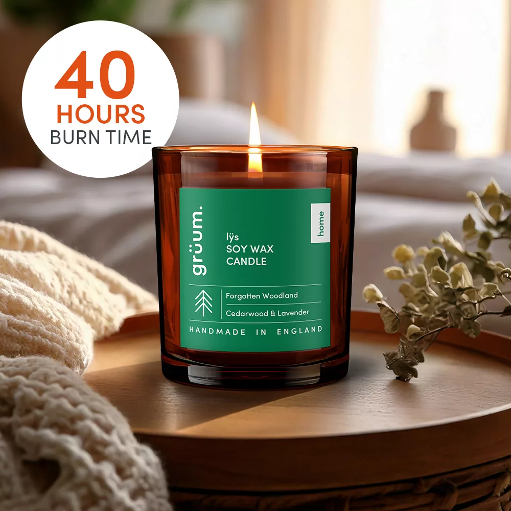 Soy wax candle with 40 hours burn time.