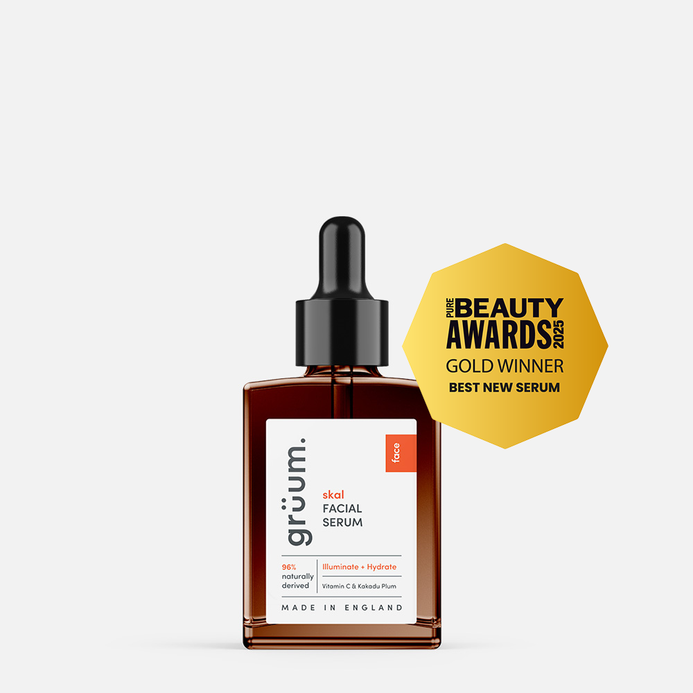 Facial serum with award badge
