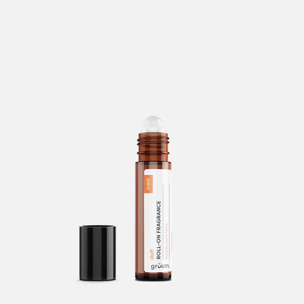 Brown roll-on fragrance bottle