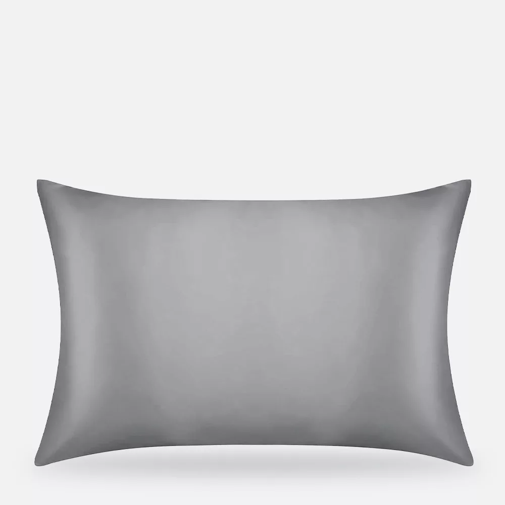Gray pillow on white background.