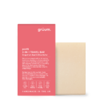 Red packaging with beige soap bar