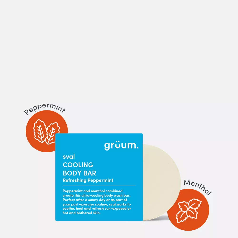 Cooling body bar with peppermint and menthol.